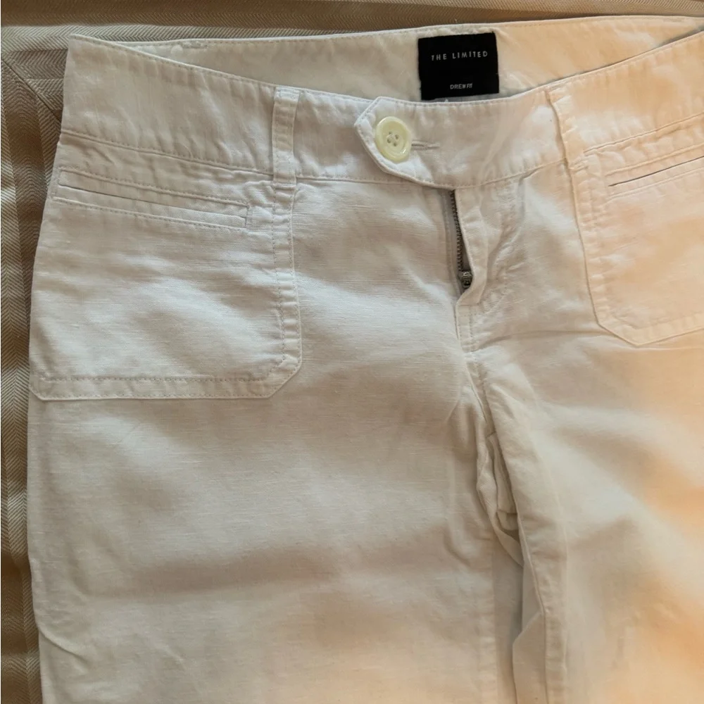 The Limited White Wide-Leg Linen Pants with Patch Pockets - Picture 2 of 8